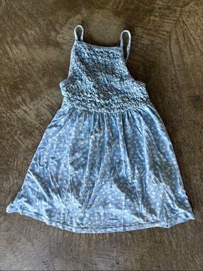 Girls Light Blue Floral Smocked Sundress
